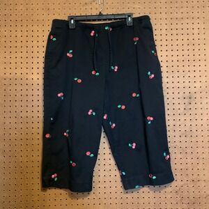 Breckenridge Petite Black Cherry Embroidered Capri Pants 16P Granny Cottage Twee